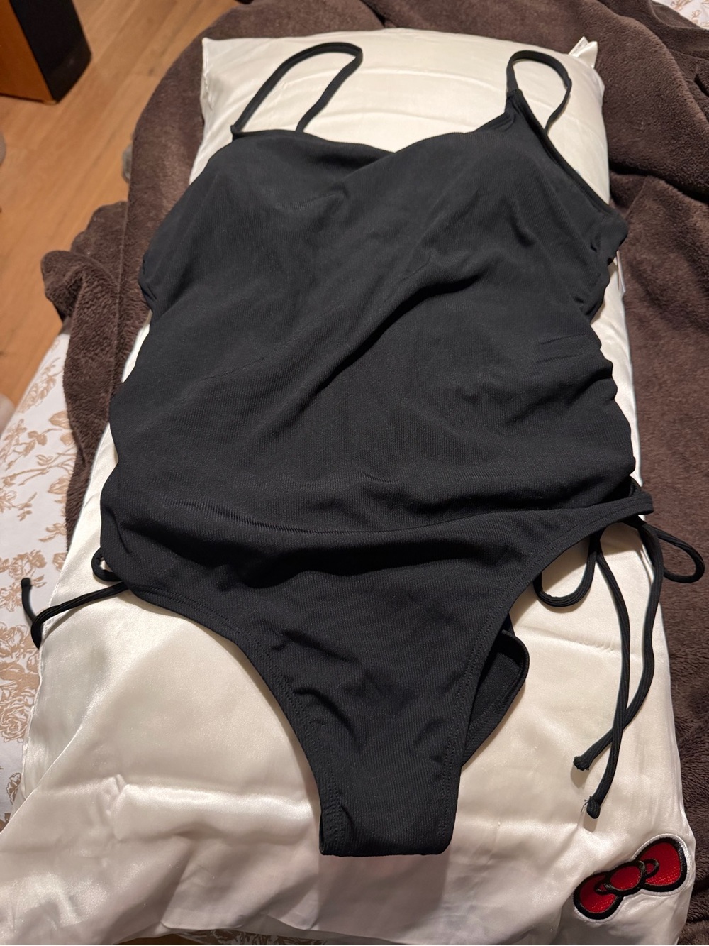 Shade & Shore Black One-Piece Swimsuit with Side Ties